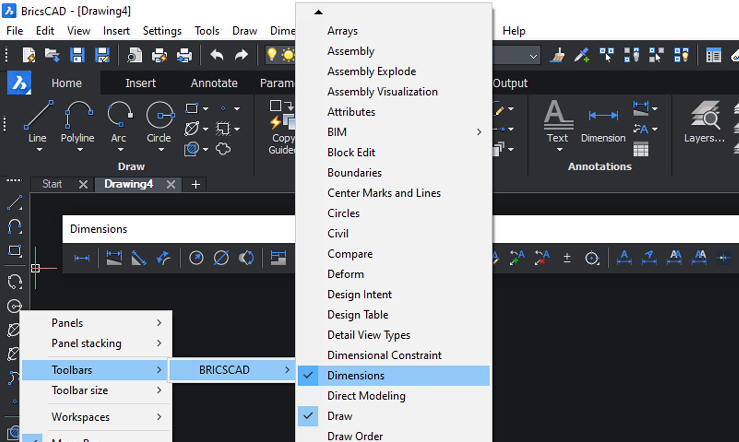 BricsCAD Toolbar